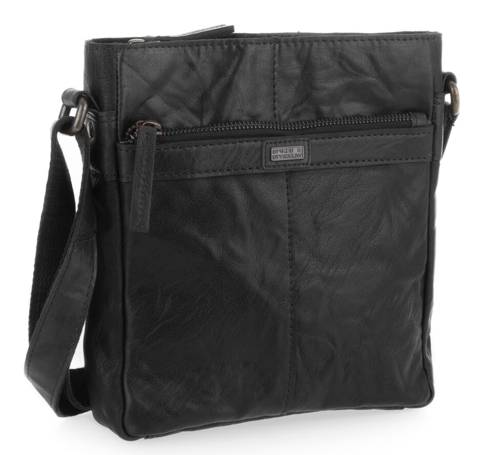 Černé kožené crossbody SPIKES & SPARROW Černá kožená brašna