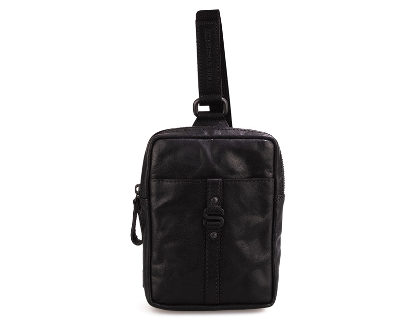 Kožený čený batoh-crossbody s jedním popruhem SPIKES & SPARROW Kožený batoh s jedním popruhem 8114000
