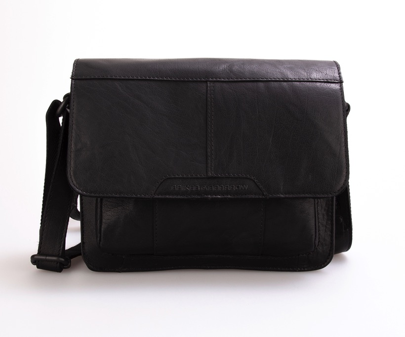 Unisex černá kožená brašna SPIKES & SPARROW Unisex černá kožena brašna