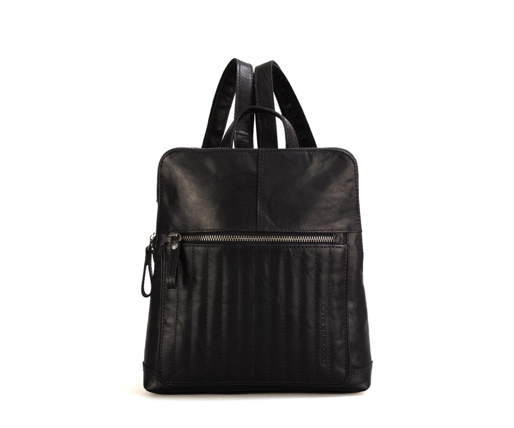 dámský kožený černý batoh B113300