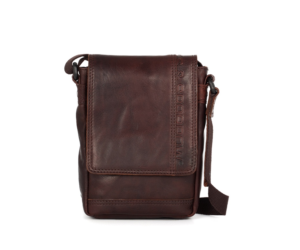Hnědé kožene crossbody B141201