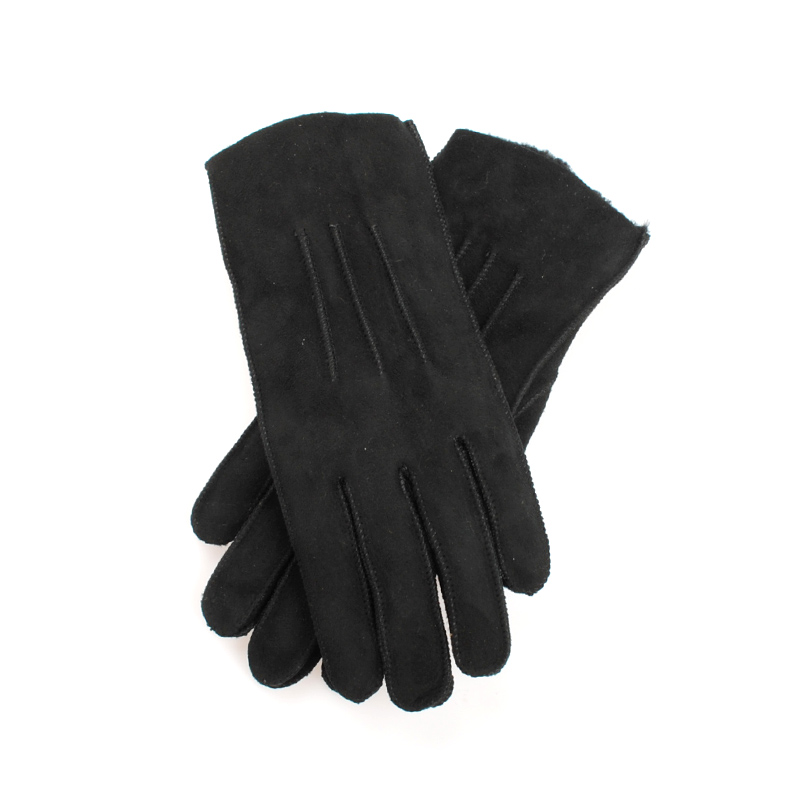 černé kožešinové zimní rukavice