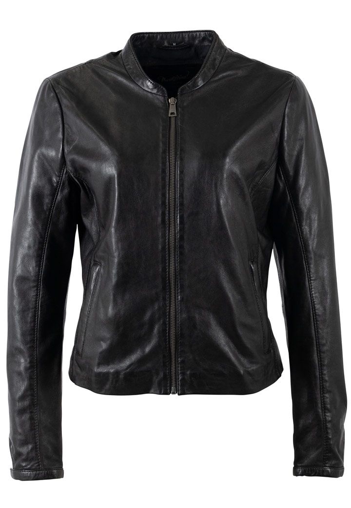 Elegantní dámská černá kožená bunda MWXuena 