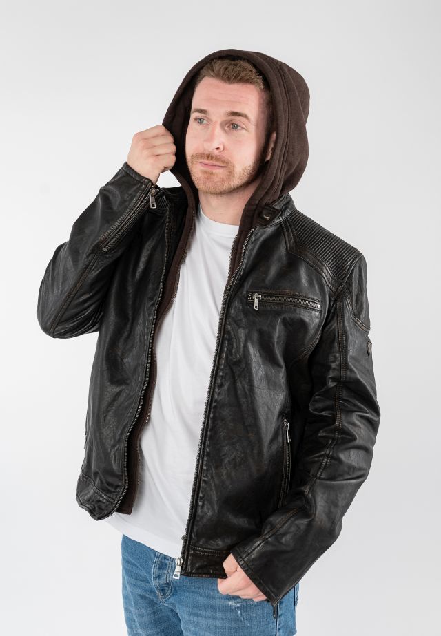Pánská kožená bunda MMWanjox DB v barvě Vintage Black
