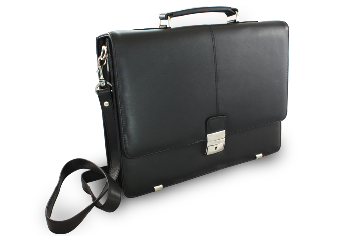 Pánská černá kožená aktovka-spisovka