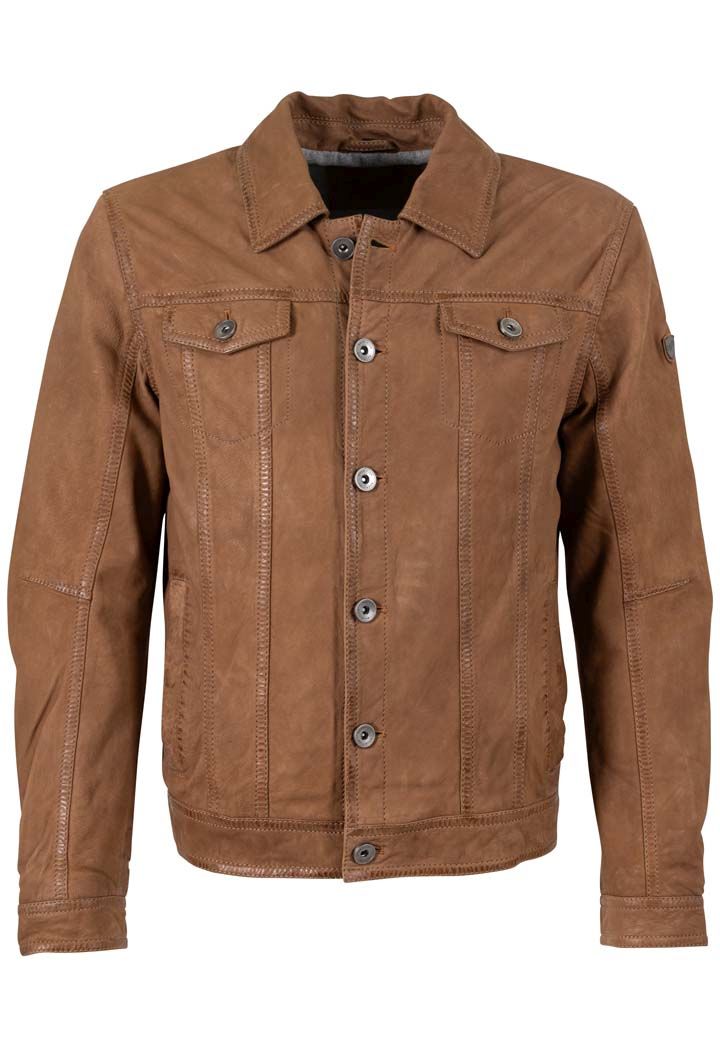 Pánská hnědá krátká kožená bunda MMEddo 