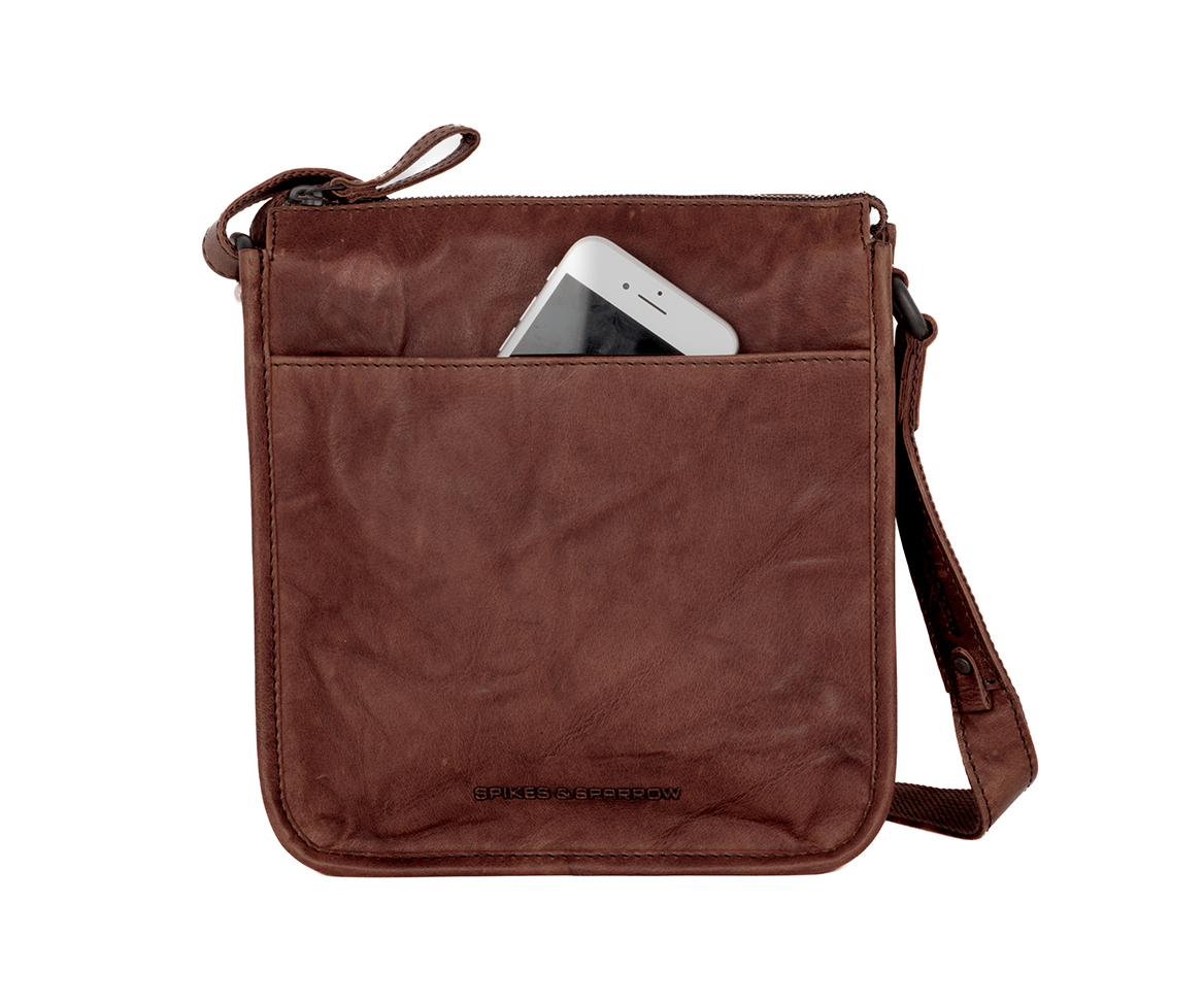 Tmavě hnědé kožene crossbody 60118001