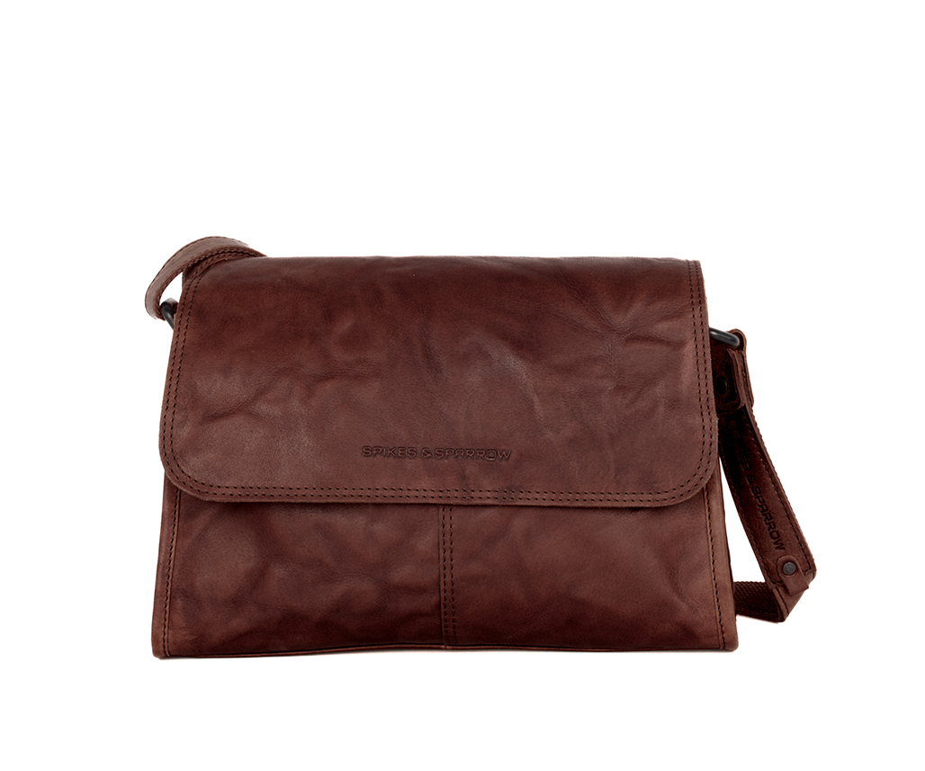 Tmavě hnědá kožená kabelka 60118001