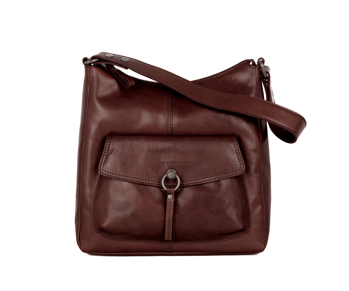 Tmavě hnědá kožená kabelka 60517001