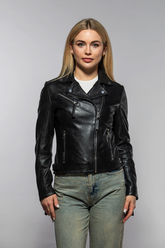 Dámský černý kožený křivák