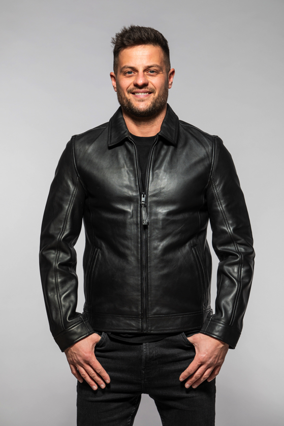 Černá pánská kožená bunda