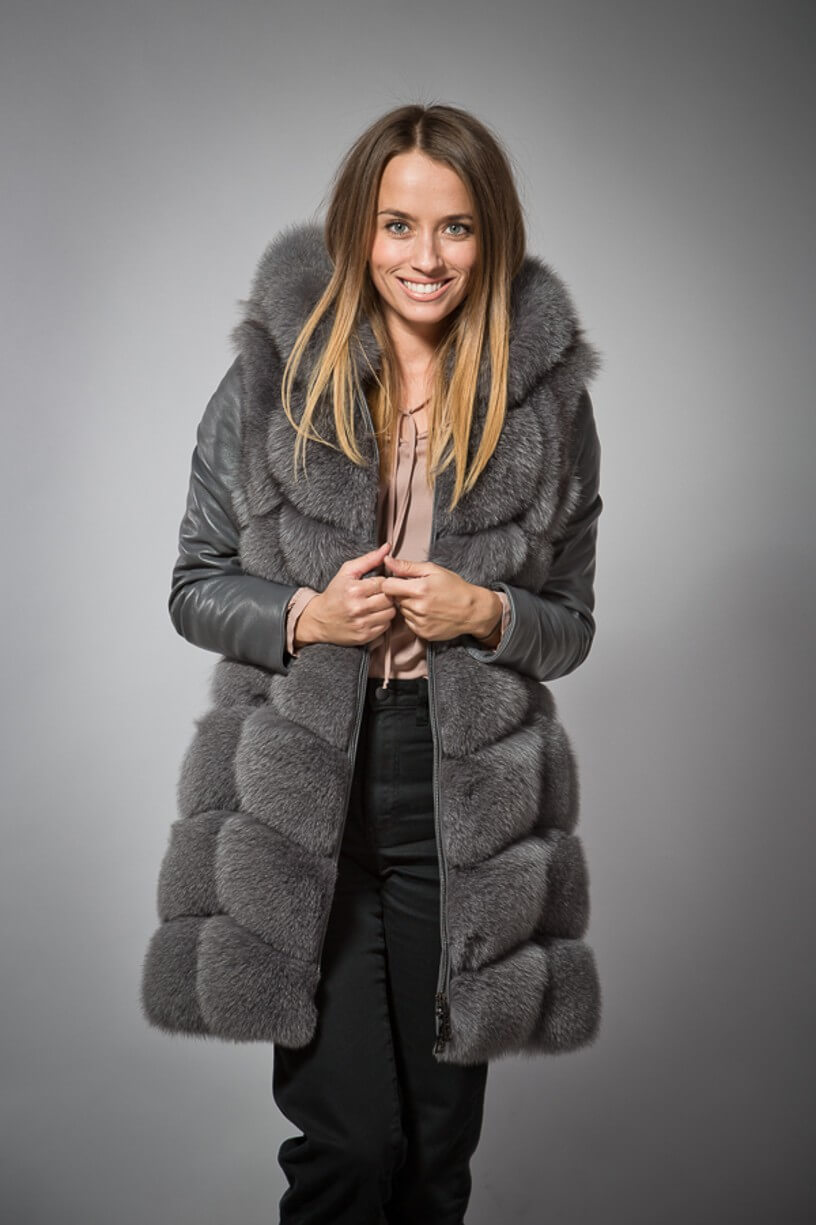 Elegantní kožešinová dlouhá vesta K141/S Kožešinová vesta