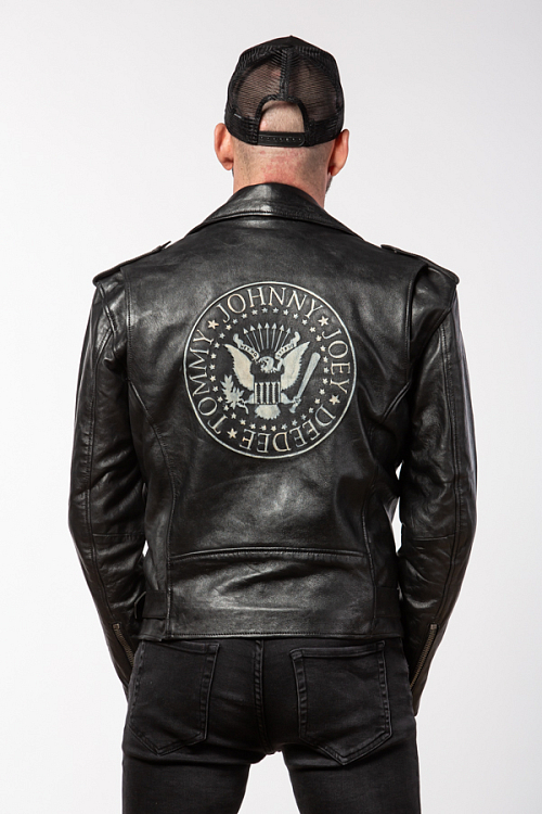 Pánský černý kožený křivák Ramones 2