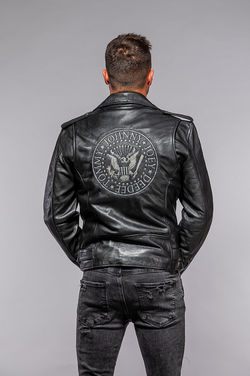 Pánský černý kožený křivák Ramones 2