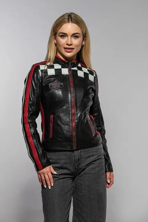 Dámská kožená biker bunda