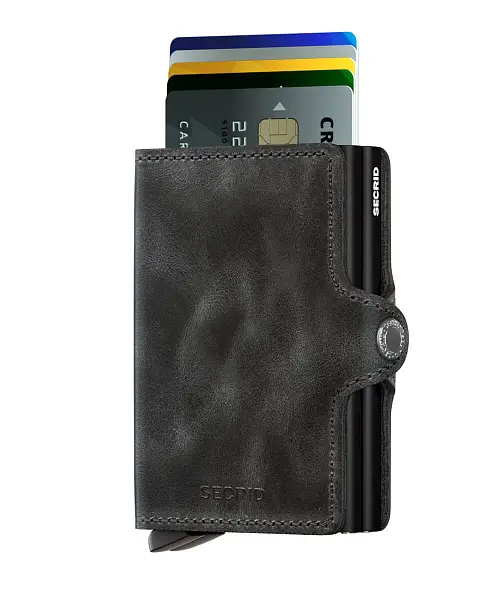 Kožená černá minipeněženka SECRID Twinwallet vintage TV-Black SECRID