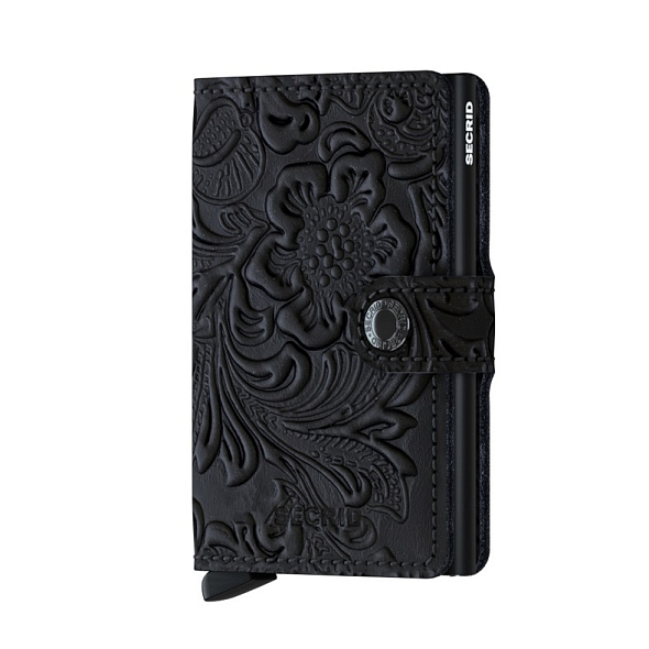 Černá kožená peněženka SECRID Miniwallet Ornament 