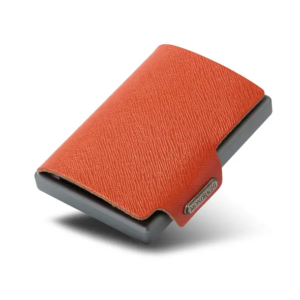 kožená minipaněženka Mondraghi Saffiano Orange