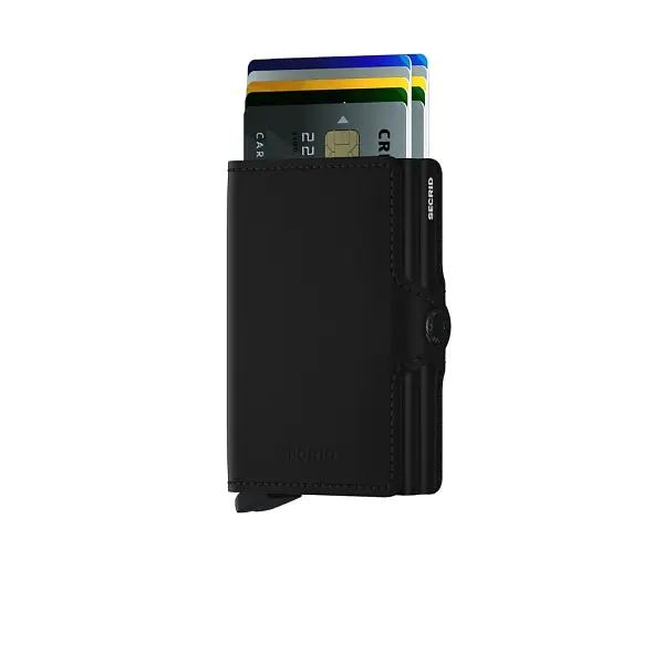 Kožená černá minipeněženka SECRID Twinwallet Matte Black