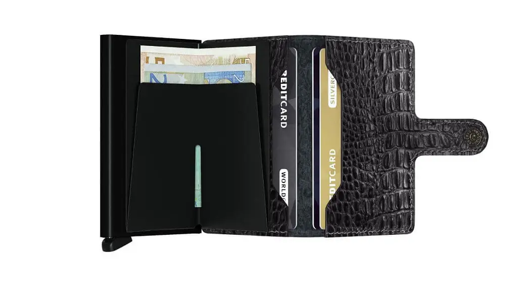 Černá kožená minipeněženka SECRID Miniwallet nile MN-Black SECRID
