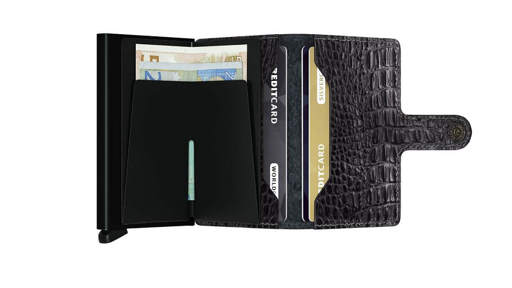 Černá kožená minipeněženka SECRID Miniwallet nile MN-Black SECRID
