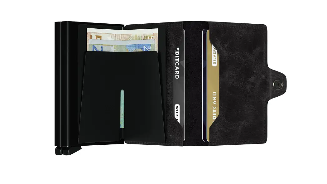 Kožená černá minipeněženka SECRID Twinwallet vintage TV-Black SECRID