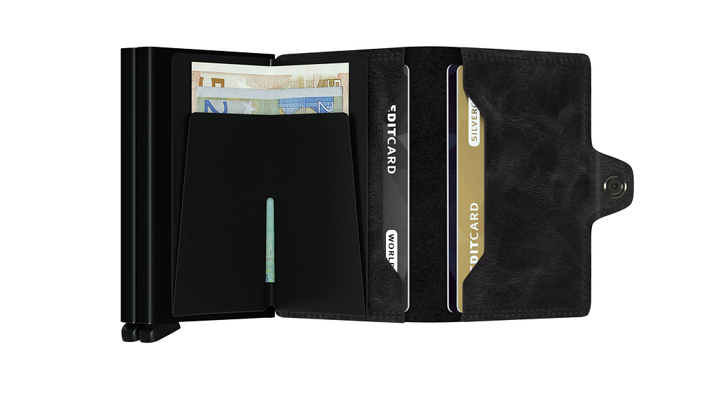 Kožená černá minipeněženka SECRID Twinwallet vintage TV-Black SECRID